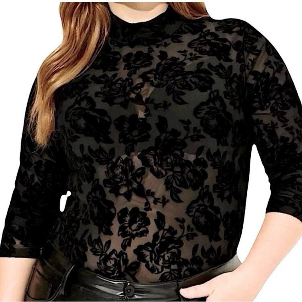 TORRID Flocked Mesh Mock Neck Long Sleeve Top NWT Size 3X